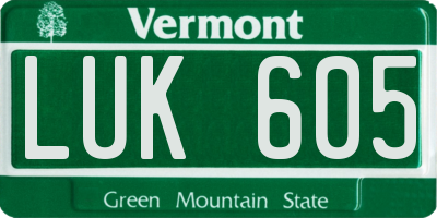 VT license plate LUK605