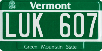 VT license plate LUK607