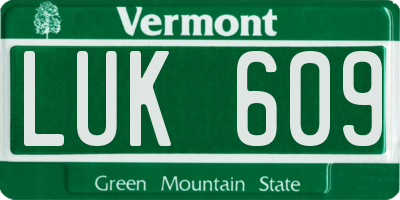 VT license plate LUK609