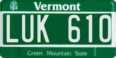 VT license plate LUK610
