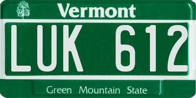 VT license plate LUK612
