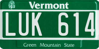 VT license plate LUK614
