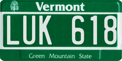 VT license plate LUK618