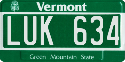 VT license plate LUK634