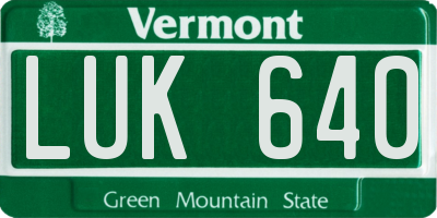 VT license plate LUK640