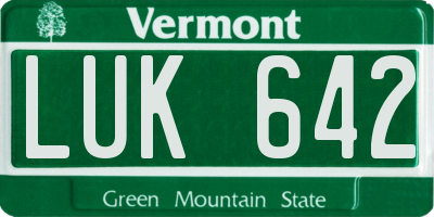 VT license plate LUK642
