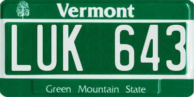 VT license plate LUK643