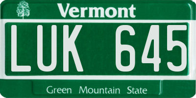 VT license plate LUK645