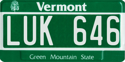 VT license plate LUK646