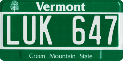 VT license plate LUK647