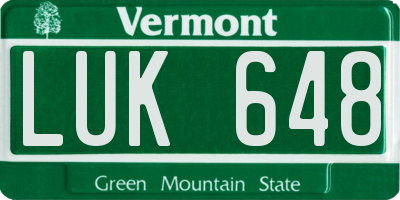 VT license plate LUK648