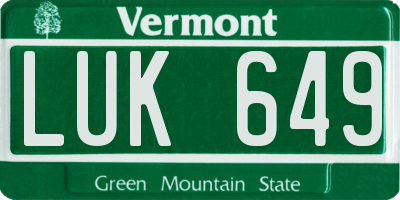 VT license plate LUK649
