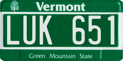 VT license plate LUK651
