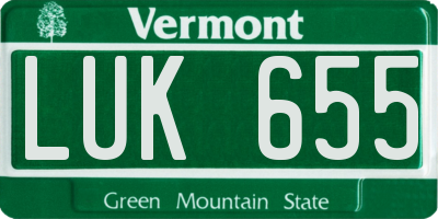 VT license plate LUK655