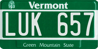 VT license plate LUK657
