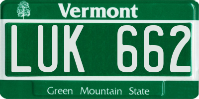 VT license plate LUK662