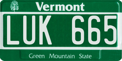 VT license plate LUK665