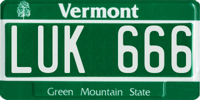 VT license plate LUK666