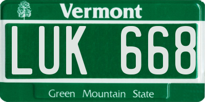 VT license plate LUK668