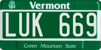VT license plate LUK669