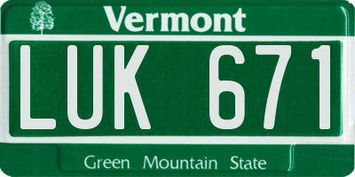 VT license plate LUK671