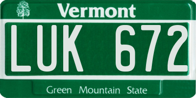 VT license plate LUK672