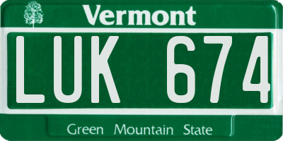 VT license plate LUK674