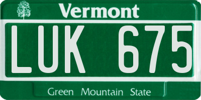 VT license plate LUK675