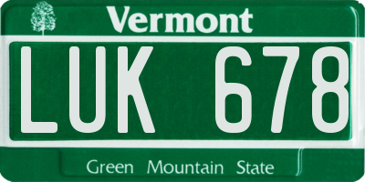 VT license plate LUK678