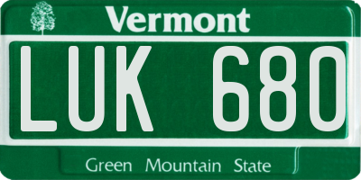 VT license plate LUK680