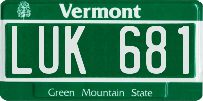 VT license plate LUK681