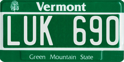 VT license plate LUK690
