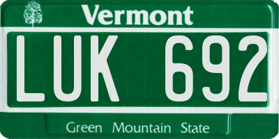 VT license plate LUK692