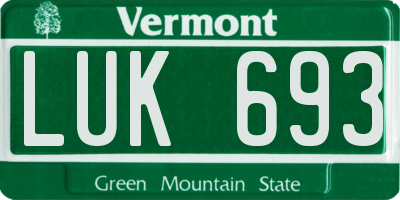 VT license plate LUK693