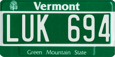 VT license plate LUK694