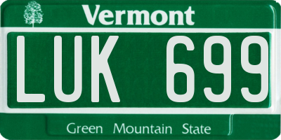 VT license plate LUK699