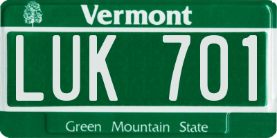VT license plate LUK701