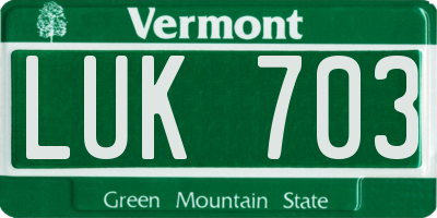 VT license plate LUK703