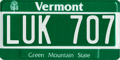 VT license plate LUK707
