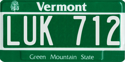 VT license plate LUK712
