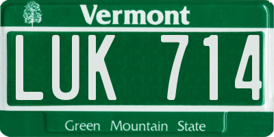 VT license plate LUK714