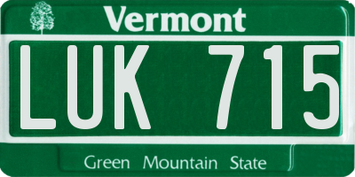 VT license plate LUK715