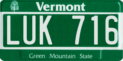 VT license plate LUK716