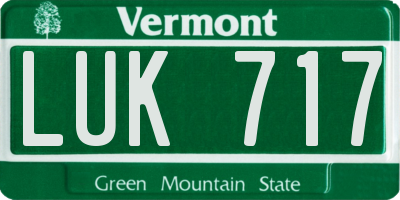 VT license plate LUK717