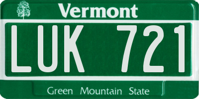 VT license plate LUK721