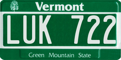 VT license plate LUK722