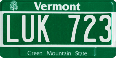 VT license plate LUK723