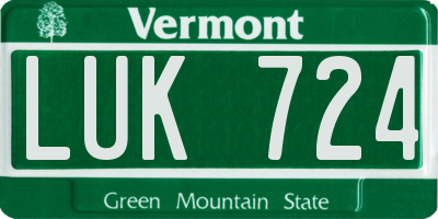 VT license plate LUK724
