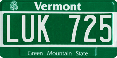 VT license plate LUK725