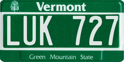 VT license plate LUK727